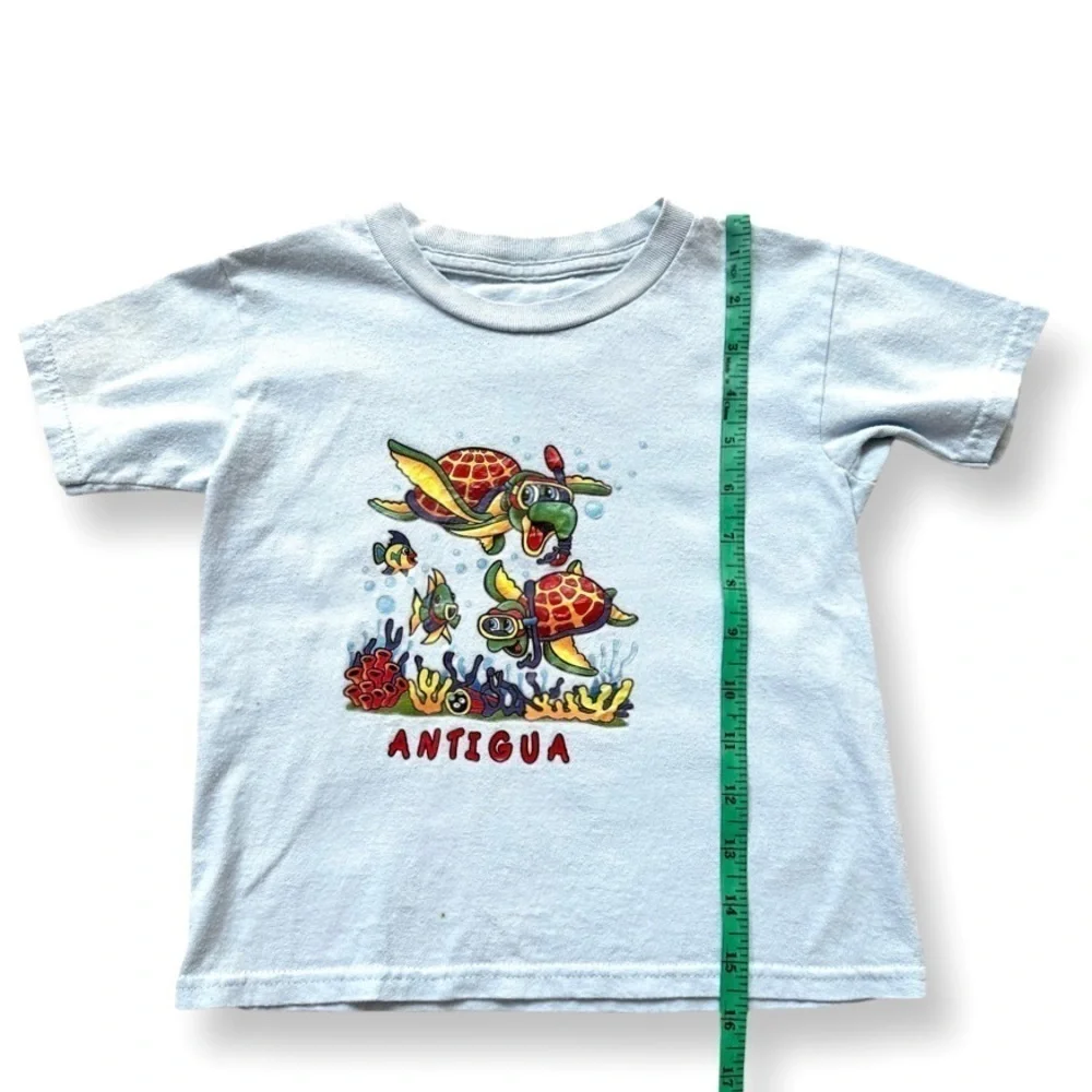 ⭐️ 5 for $25 Antigua Light Blue Cotton T-Shirt with Turtles & Fish Size 4T